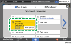 Illustration de l'écran du panneau de commande