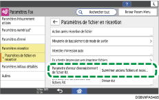 Illustration de l'écran du panneau de commande