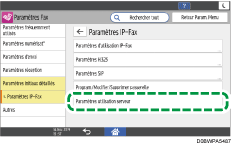 Illustration de l'écran du panneau de commande