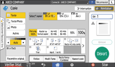 Illustration de l'écran du panneau de commande