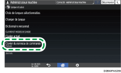Illustration de l'écran du panneau de commande