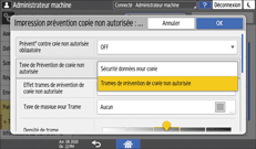 Illustration de l'écran du panneau de commande