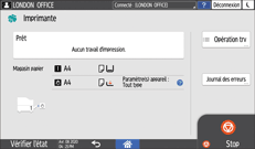 Illustration de l'écran du panneau de commande