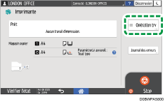 Illustration de l'écran du panneau de commande