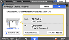 Illustrazione della schermata sul pannello di controllo