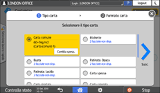 Illustrazione della schermata sul pannello di controllo