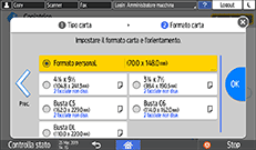 Illustrazione della schermata sul pannello di controllo