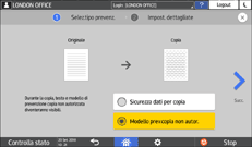 Illustrazione della schermata sul pannello di controllo