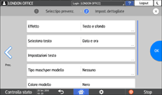Illustrazione della schermata sul pannello di controllo