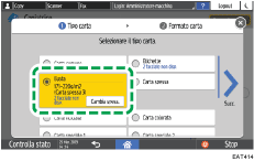 Illustrazione della schermata sul pannello di controllo