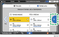 Illustrazione della schermata sul pannello di controllo