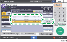 Illustrazione della schermata sul pannello di controllo
