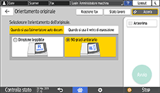 Illustrazione della schermata sul pannello di controllo