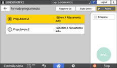 Illustrazione della schermata sul pannello di controllo