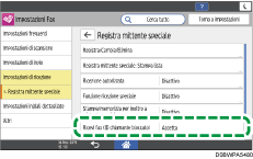 Illustrazione della schermata sul pannello di controllo