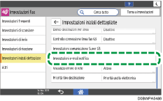 Illustrazione della schermata sul pannello di controllo