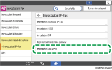 Illustrazione della schermata sul pannello di controllo