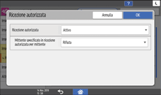 Illustrazione della schermata sul pannello di controllo