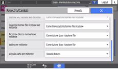 Illustrazione della schermata sul pannello di controllo
