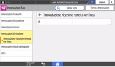 Illustrazione della schermata sul pannello di controllo