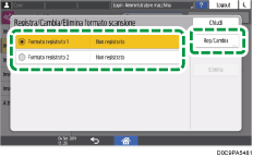 Illustrazione della schermata sul pannello di controllo