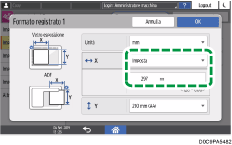 Illustrazione della schermata sul pannello di controllo