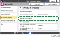 Illustrazione della schermata sul pannello di controllo