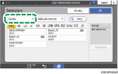 Illustrazione della schermata sul pannello di controllo