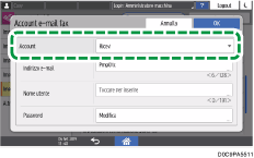 Illustrazione della schermata sul pannello di controllo