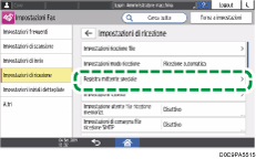 Illustrazione della schermata sul pannello di controllo