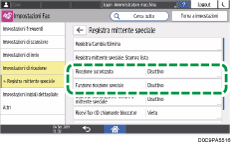 Illustrazione della schermata sul pannello di controllo