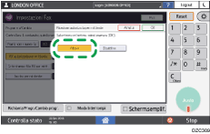 Illustrazione della schermata sul pannello di controllo