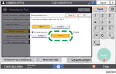 Illustrazione della schermata sul pannello di controllo