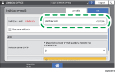 Illustrazione della schermata sul pannello di controllo