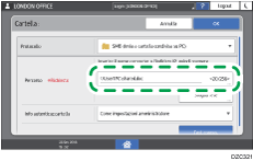 Illustrazione della schermata sul pannello di controllo