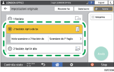 Illustrazione della schermata sul pannello di controllo