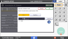Illustrazione della schermata sul pannello di controllo