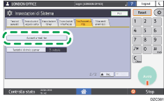 Illustrazione della schermata sul pannello di controllo