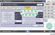 Illustrazione della schermata sul pannello di controllo
