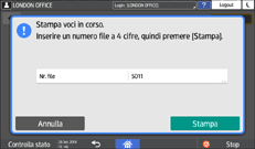 Illustrazione della schermata sul pannello di controllo