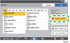Illustrazione della schermata sul pannello di controllo