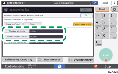 Illustrazione della schermata sul pannello di controllo
