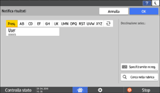 Illustrazione della schermata sul pannello di controllo