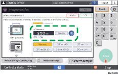 Illustrazione della schermata sul pannello di controllo