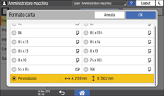 Illustrazione della schermata sul pannello di controllo