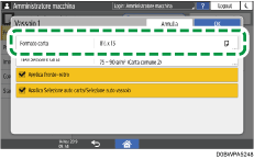 Illustrazione della schermata sul pannello di controllo