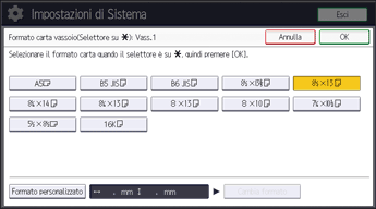Illustrazione della schermata sul pannello di controllo