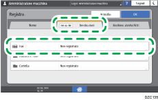 Illustrazione della schermata sul pannello di controllo