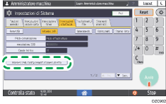 Illustrazione della schermata sul pannello di controllo