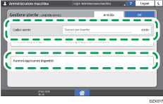 Illustrazione della schermata sul pannello di controllo